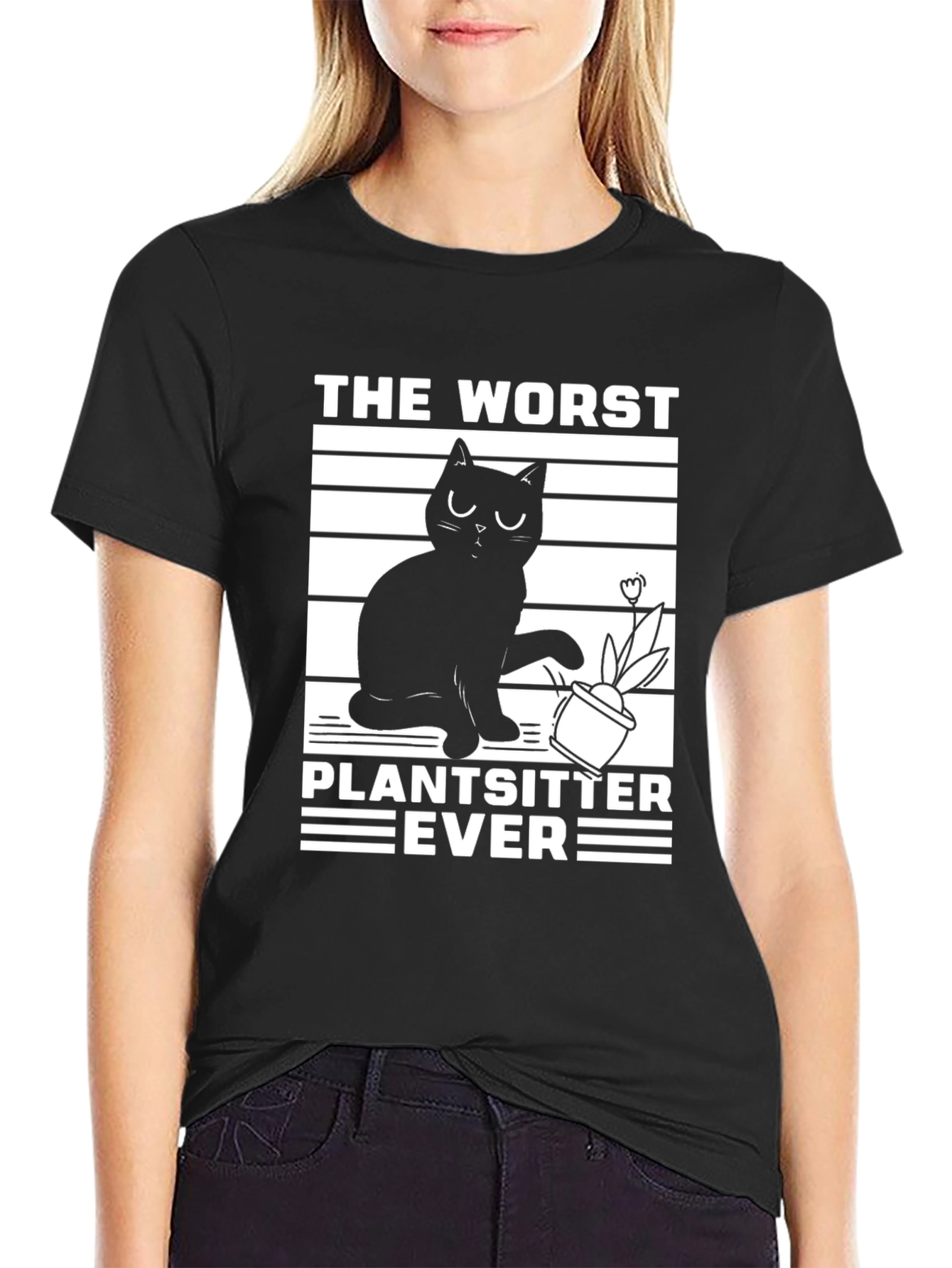 Funny Cat Plant Sitter T-Shirt