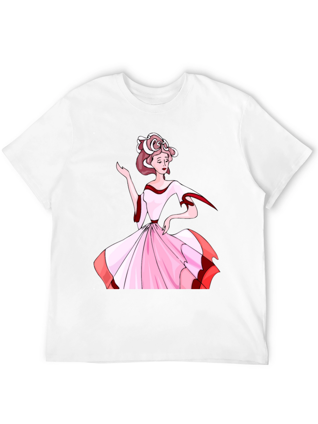 Elegant Woman Print Black T-Shirt