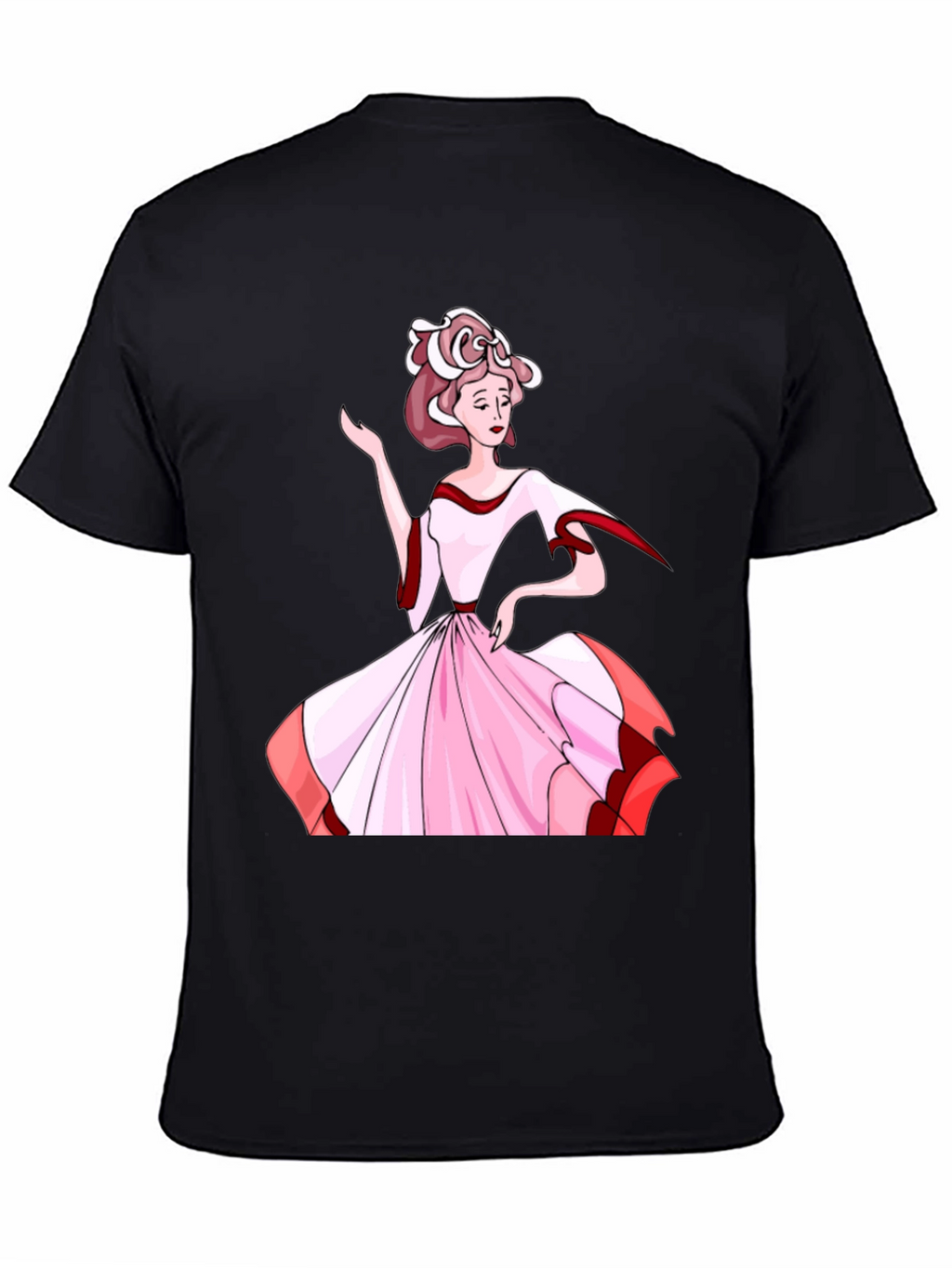 Elegant Woman Print Black T-Shirt