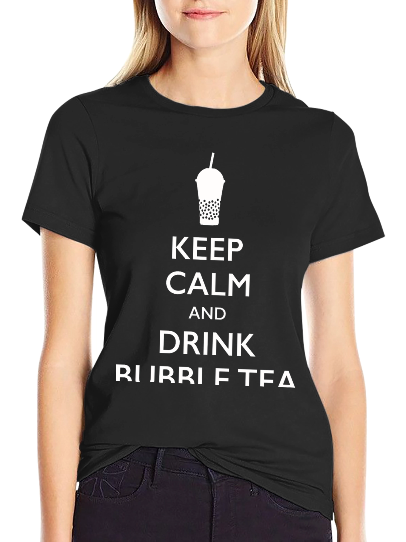 Keep Calm and Drink Bubble Tea Black T-Shirt