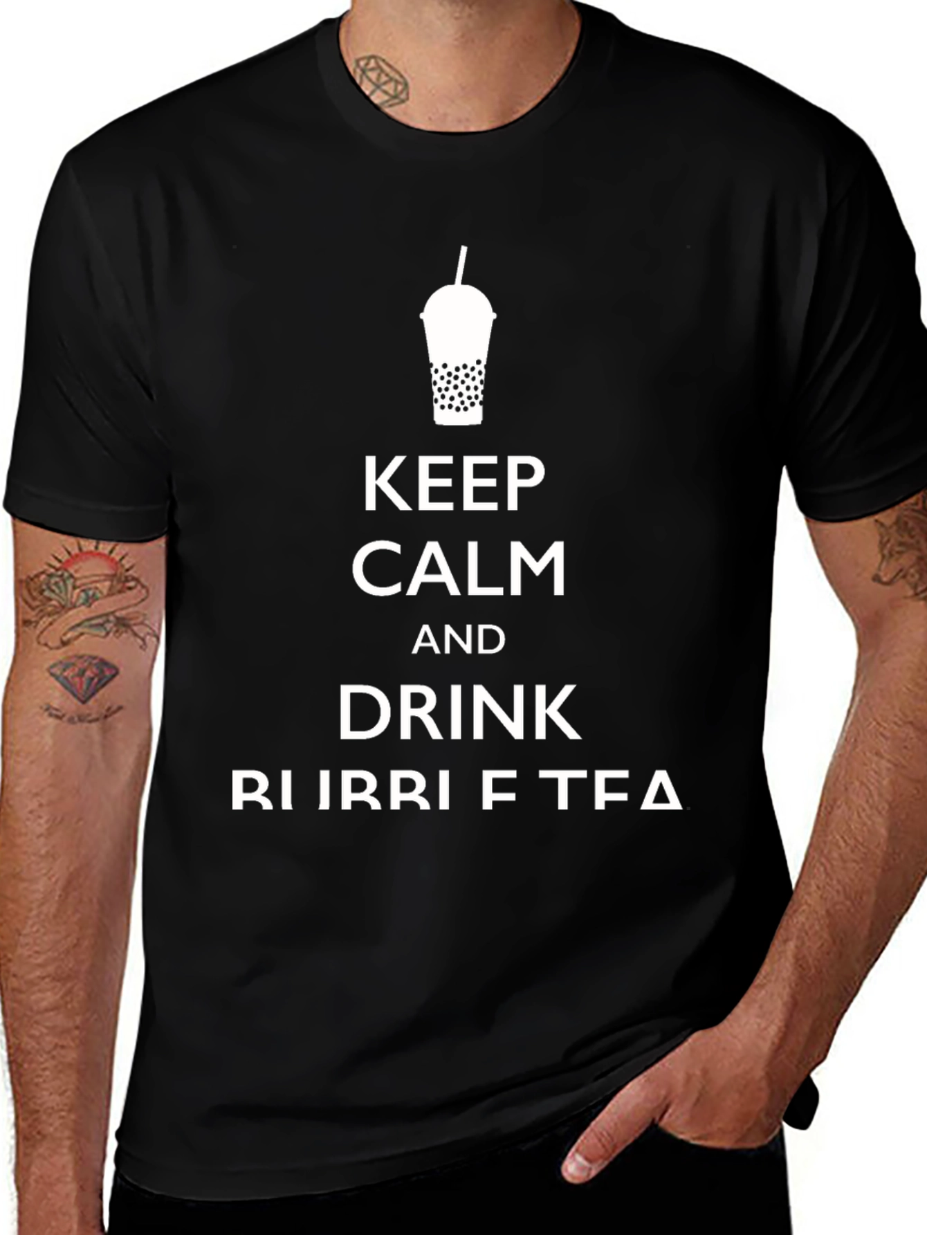 Keep Calm and Drink Bubble Tea Black T-Shirt