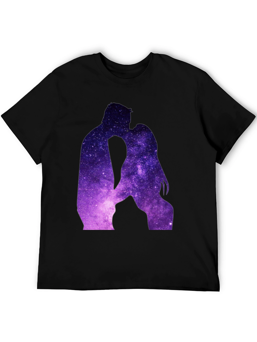 Galaxy Kissing Couple Black T-Shirt