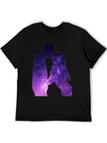 Galaxy Kissing Couple Black T-Shirt