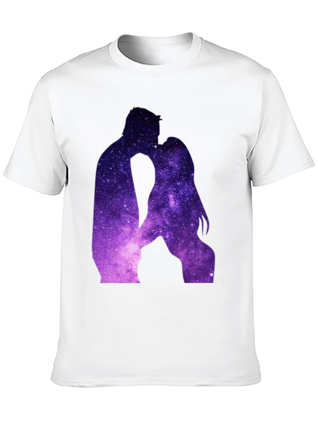 Galaxy Kissing Couple Black T-Shirt