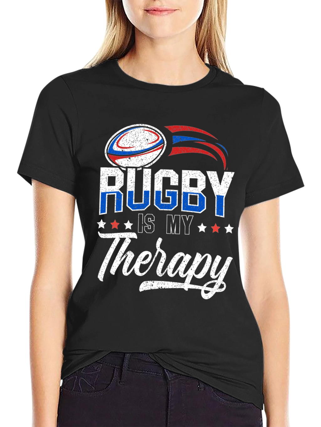 Rugby Is My Therapy Graphic T-Shirt
