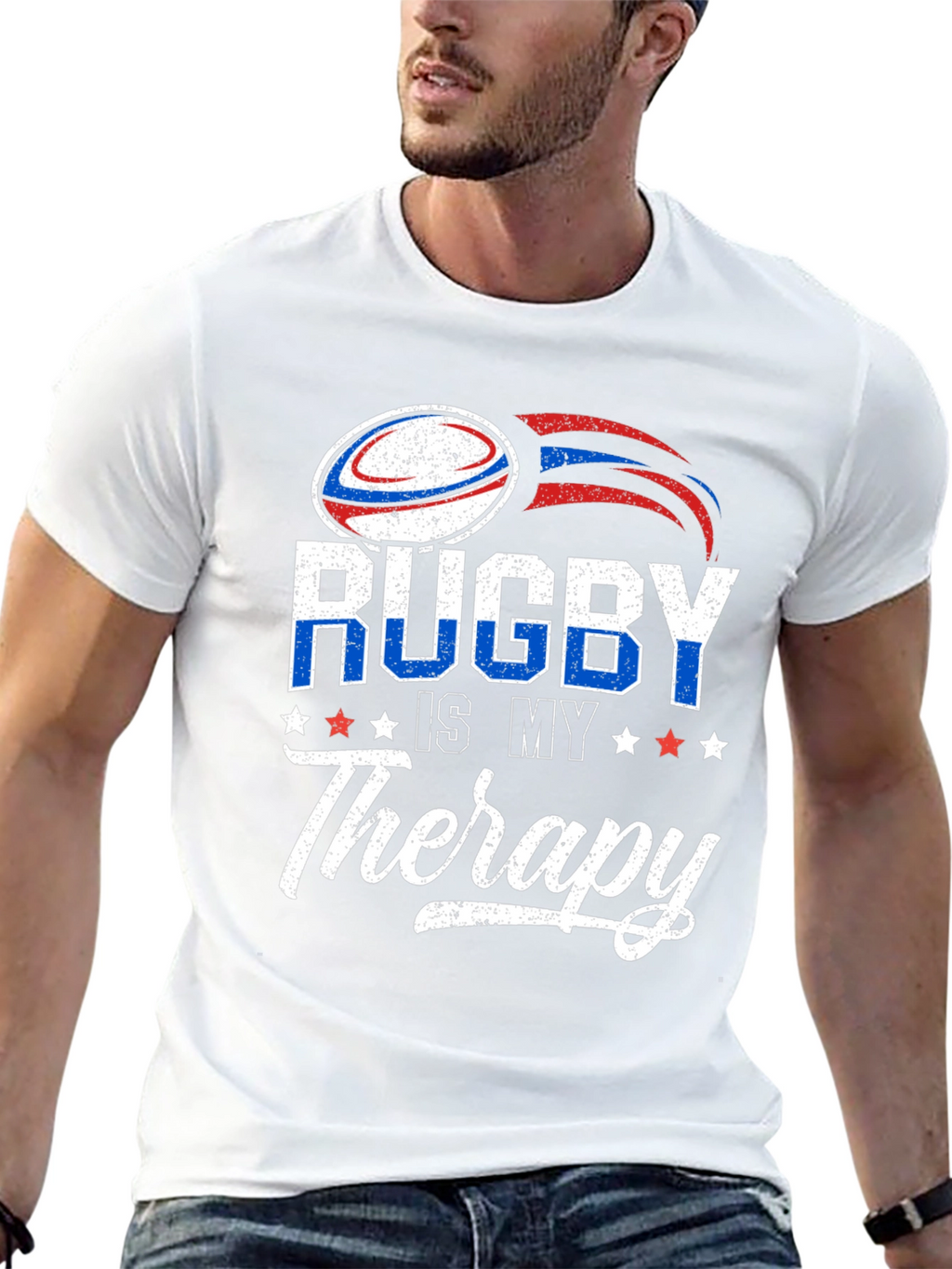 Rugby Is My Therapy Graphic T-Shirt