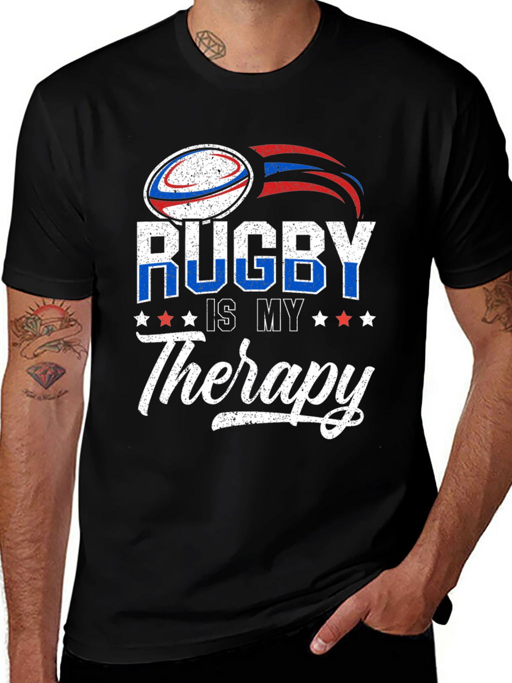 Rugby Is My Therapy Graphic T-Shirt