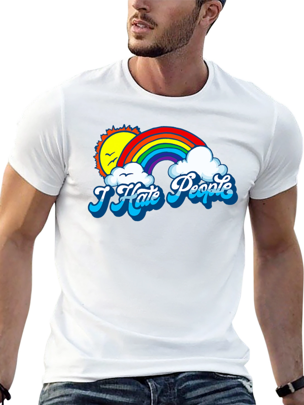 I Hate People Rainbow T-Shirt - Anti-Social Graphic Tee