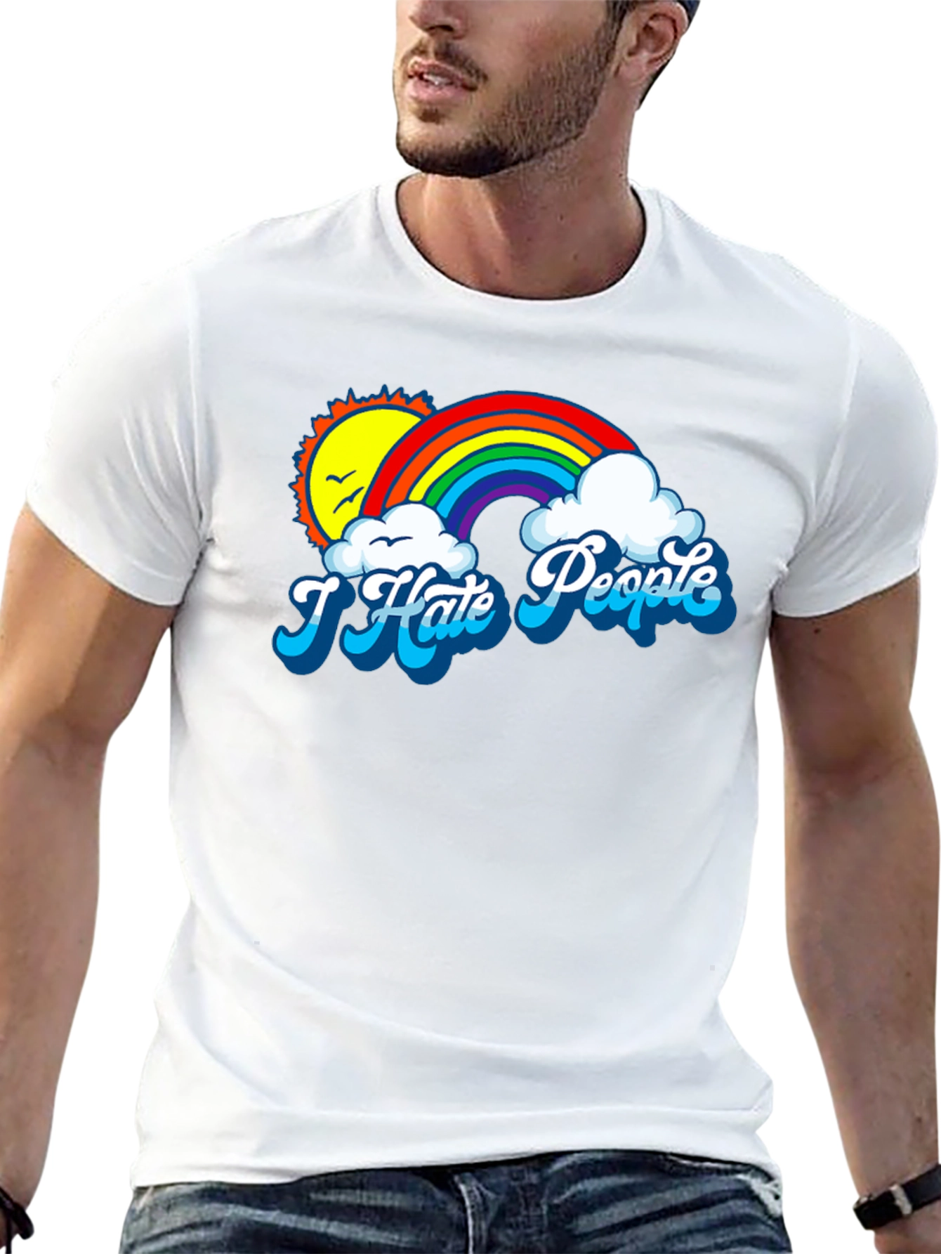 I Hate People Rainbow T-Shirt - Anti-Social Graphic Tee