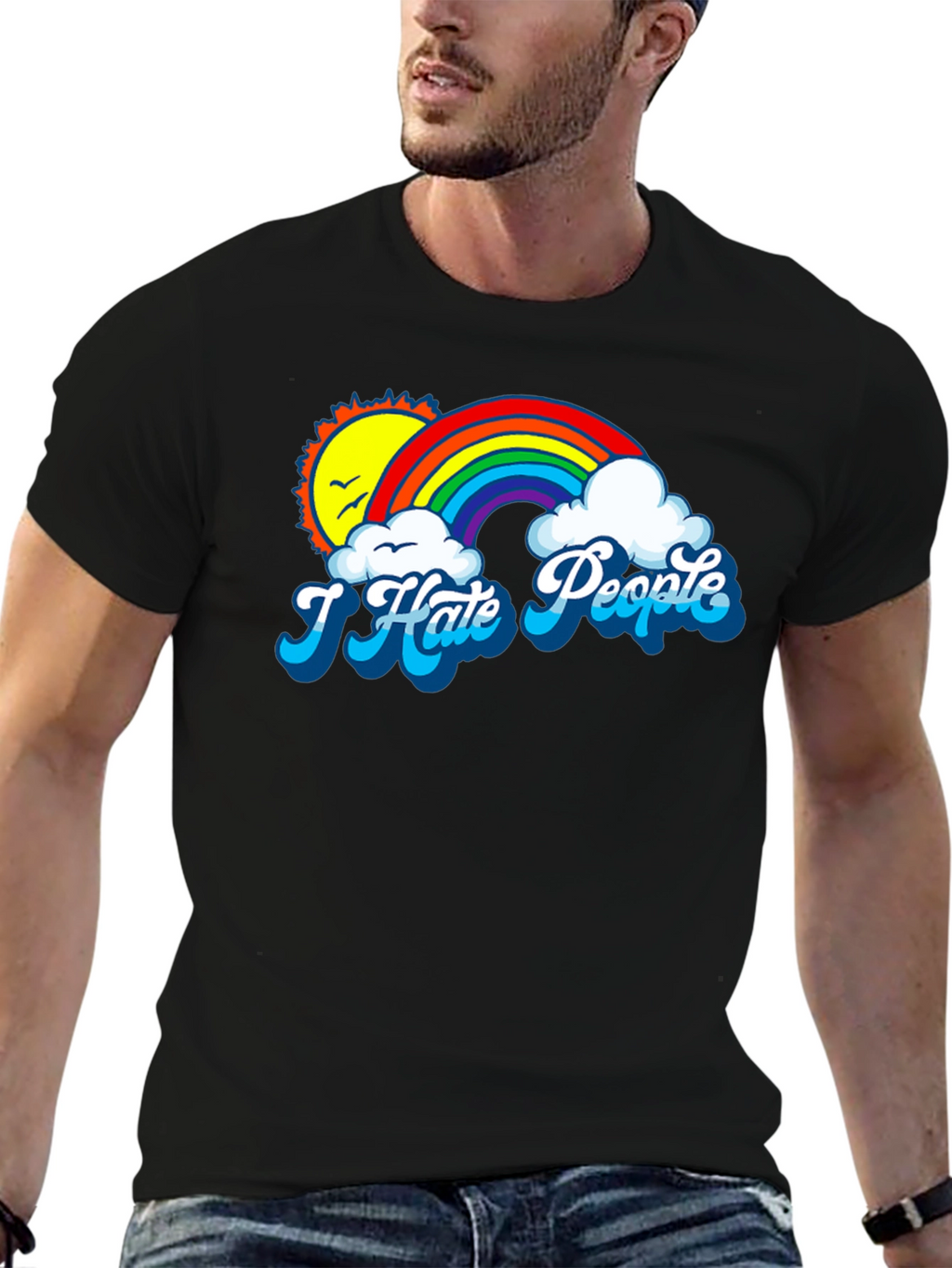 I Hate People Rainbow T-Shirt - Anti-Social Graphic Tee