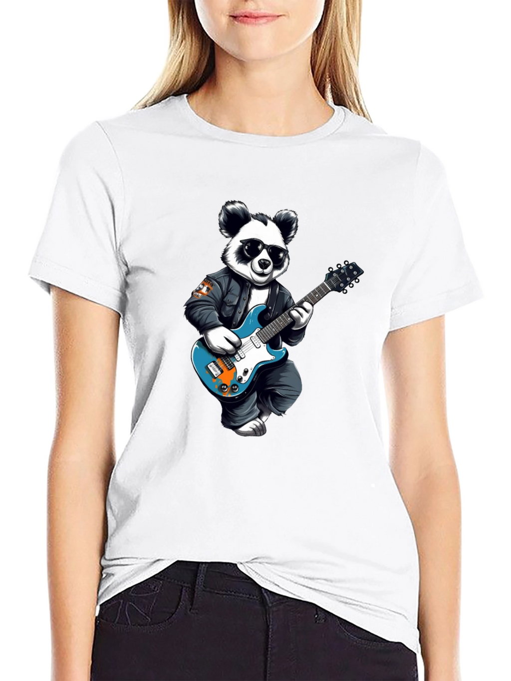Cool Panda Rocker Graphic Tee - Black