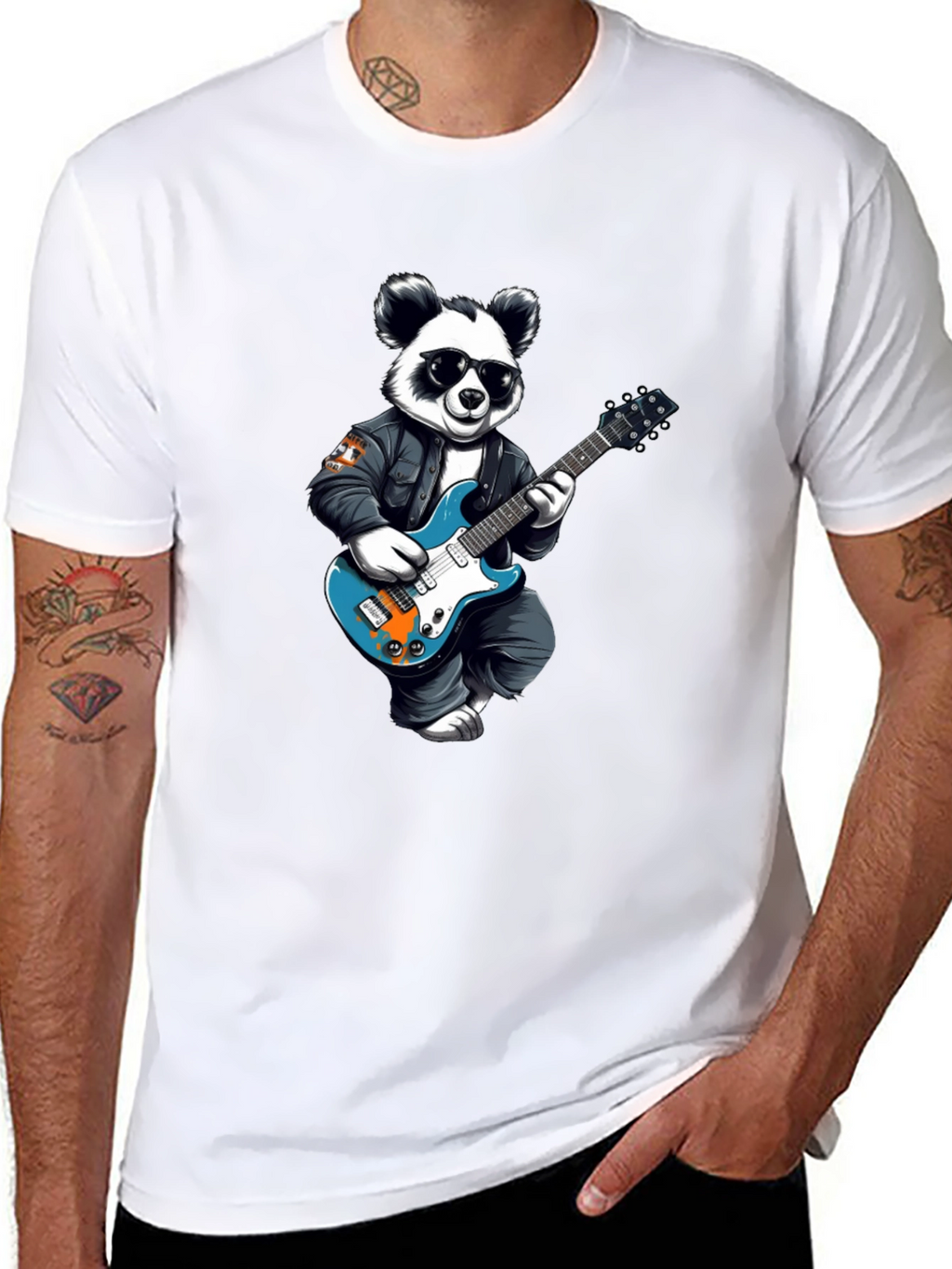 Cool Panda Rocker Graphic Tee - Black