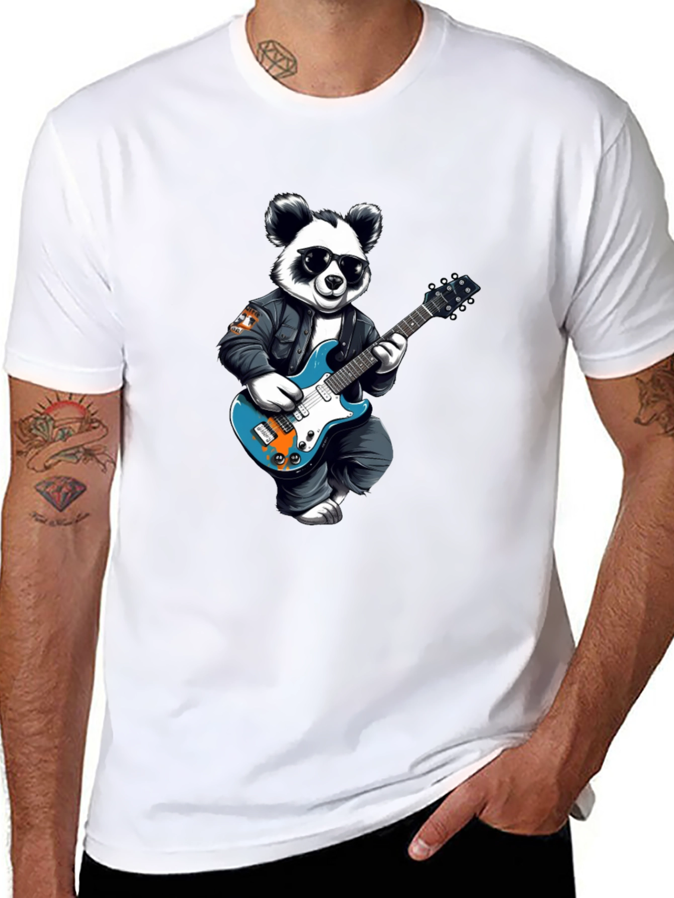 Cool Panda Rocker Graphic Tee - Black