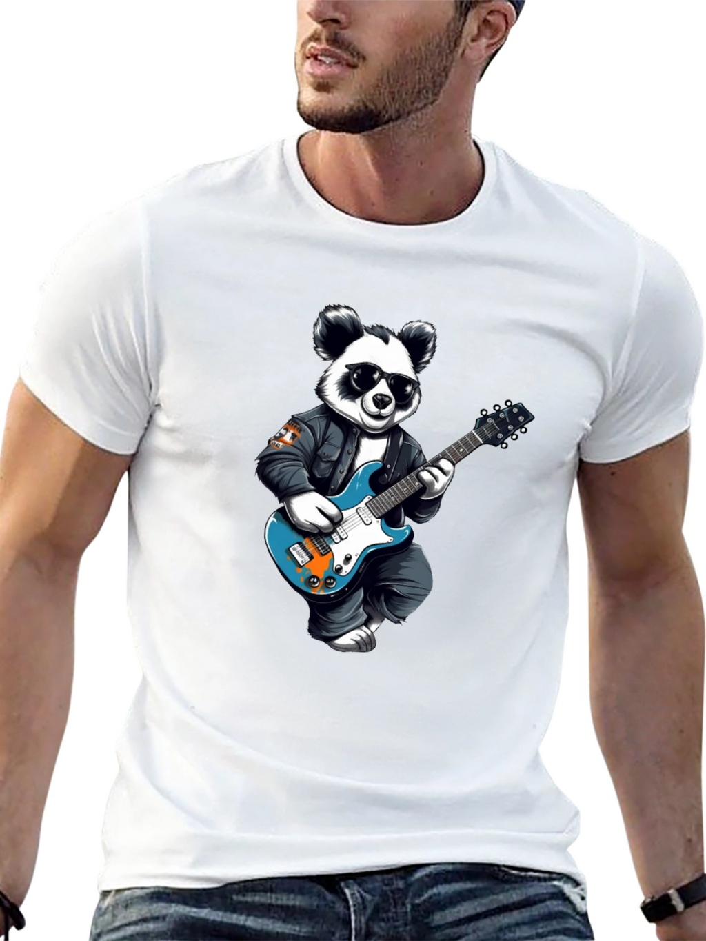 Cool Panda Rocker Graphic Tee - Black