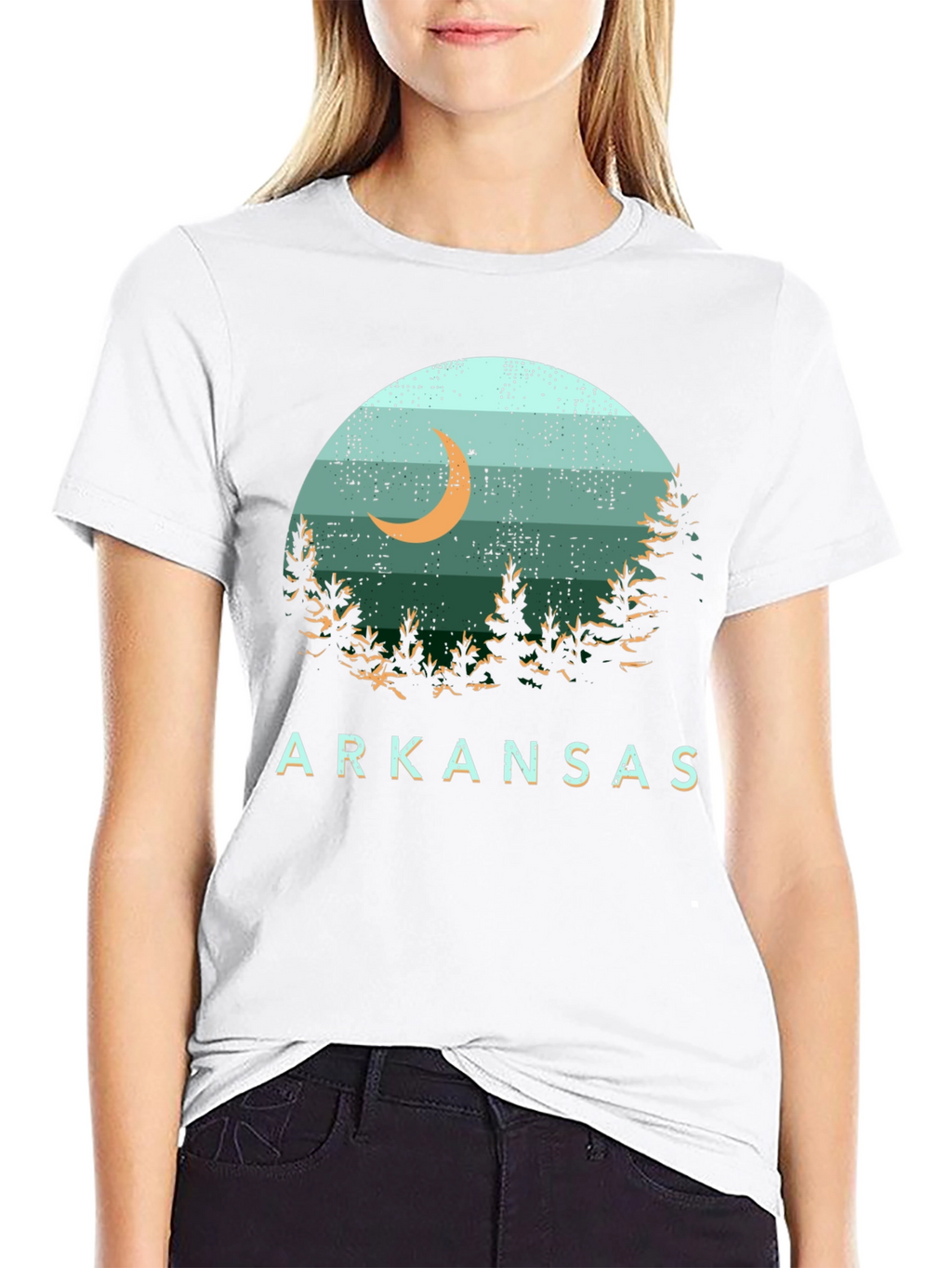 Arkansas Graphic Tee - Nature Scene Black T-Shirt