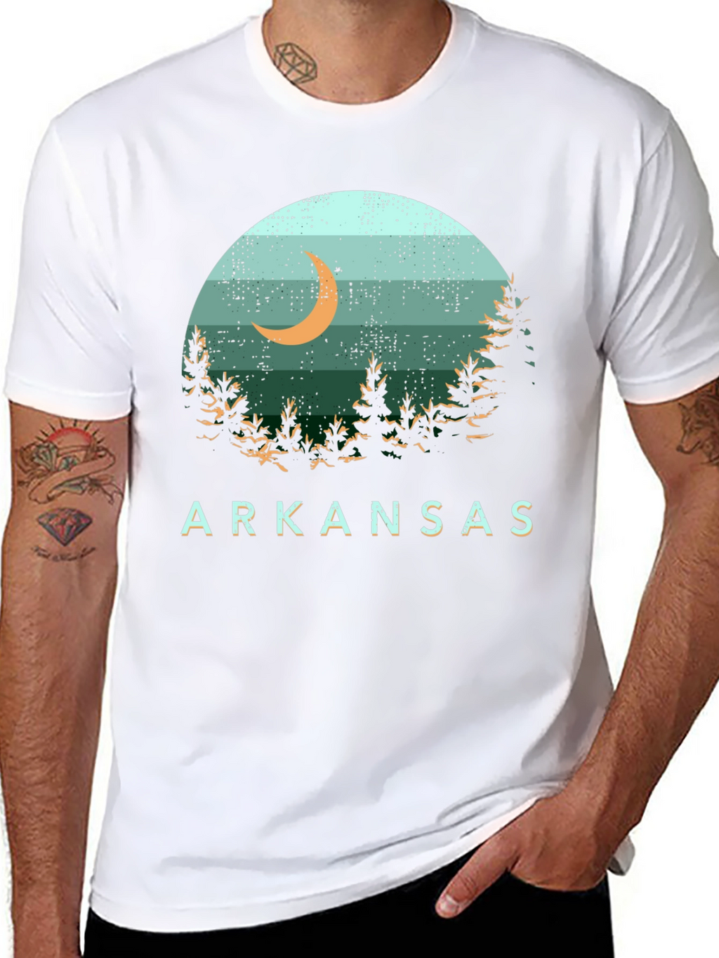 Arkansas Graphic Tee - Nature Scene Black T-Shirt