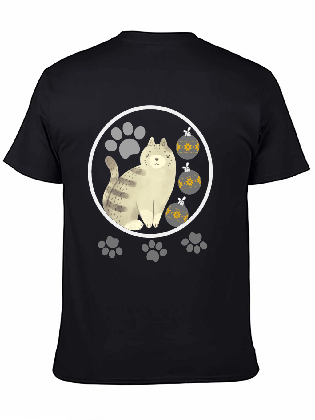 Cat & Paw Print Christmas Ornament T-Shirt