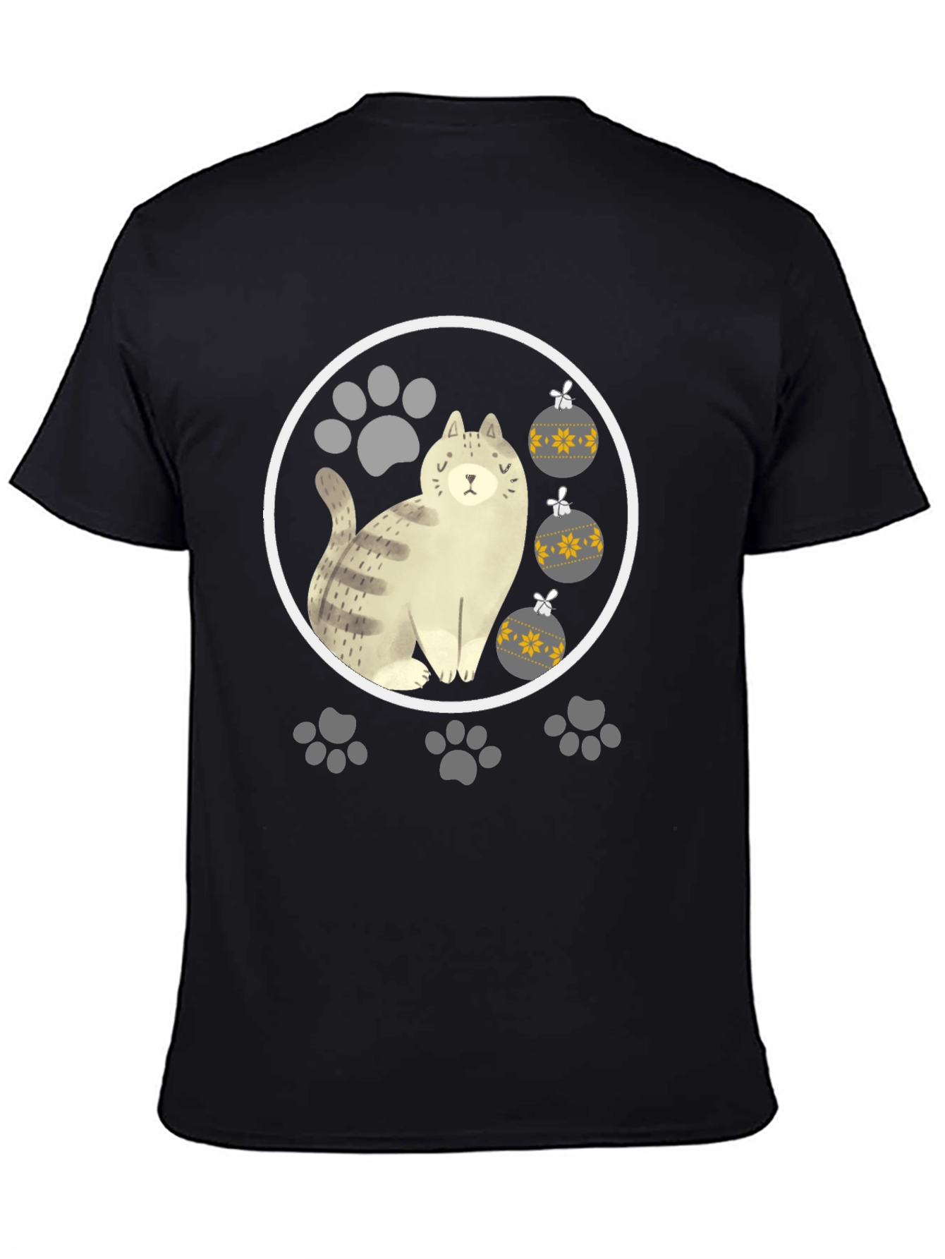 Cat & Paw Print Christmas Ornament T-Shirt