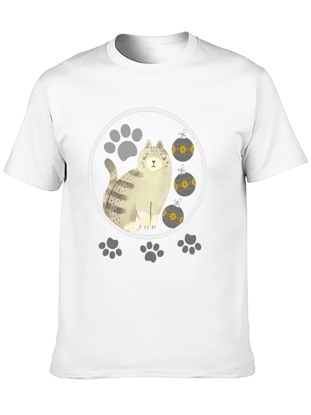 Cat & Paw Print Christmas Ornament T-Shirt