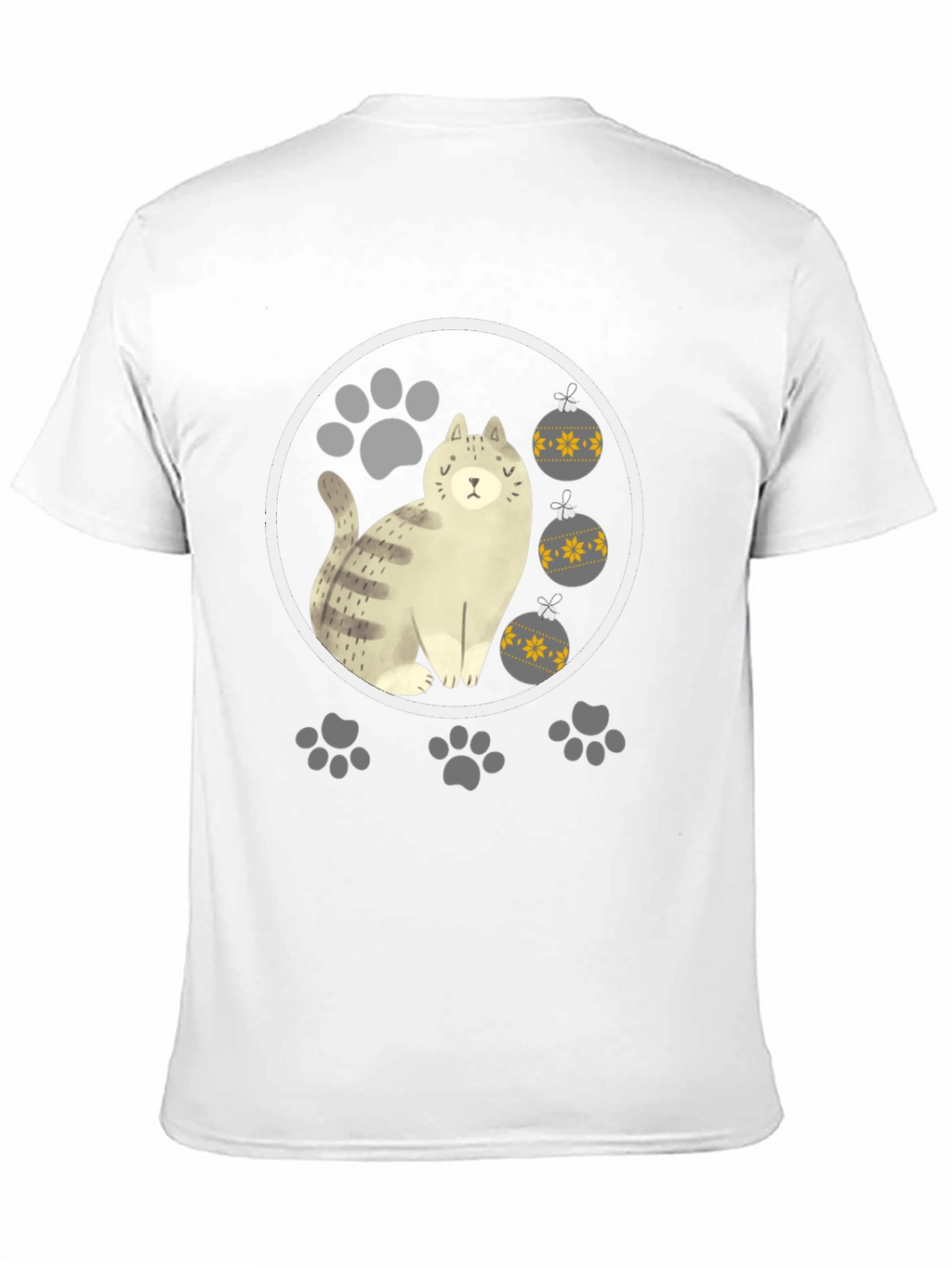 Cat & Paw Print Christmas Ornament T-Shirt