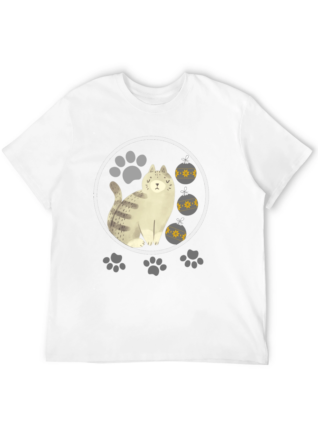 Cat & Paw Print Christmas Ornament T-Shirt
