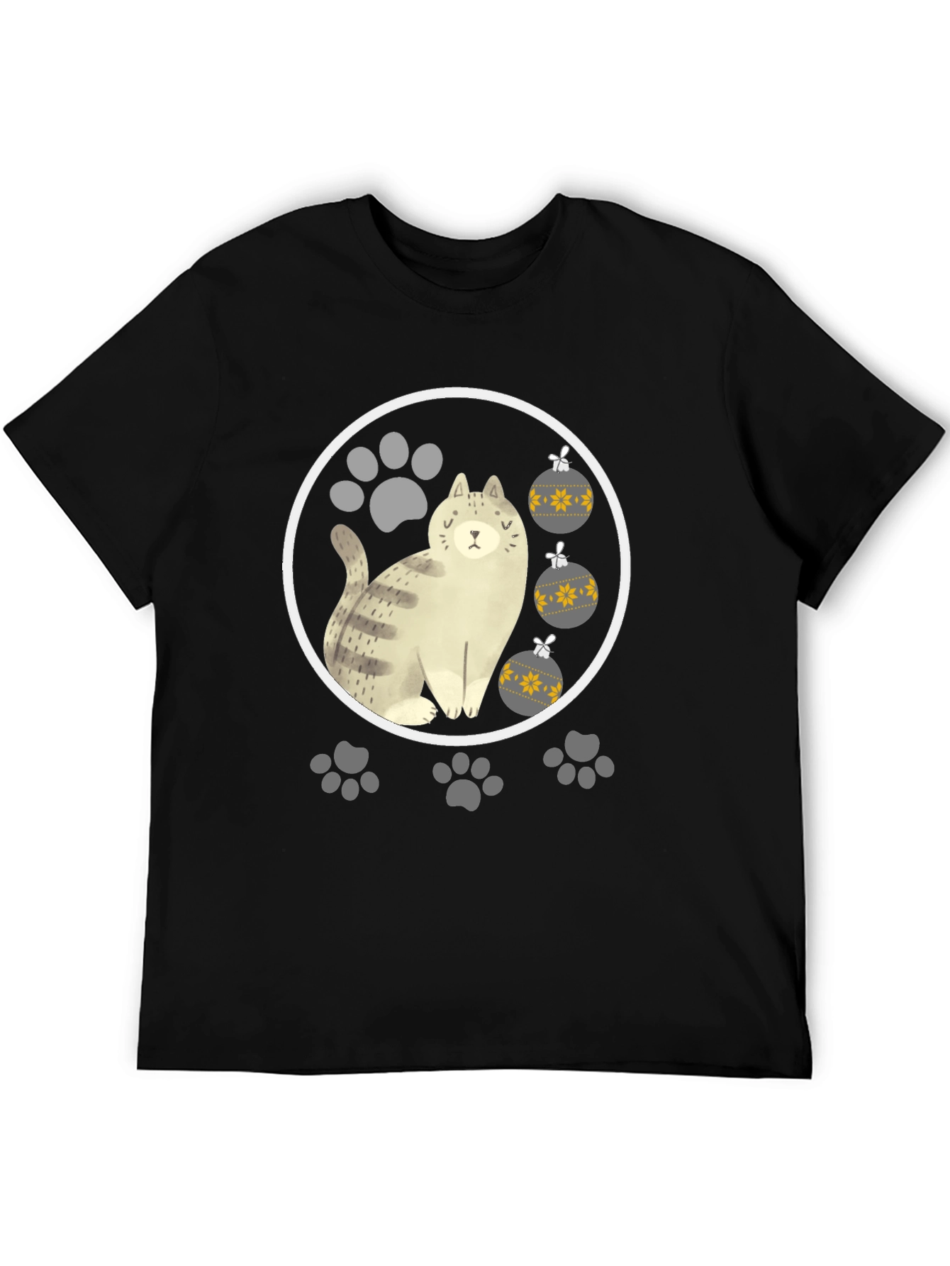 Cat & Paw Print Christmas Ornament T-Shirt