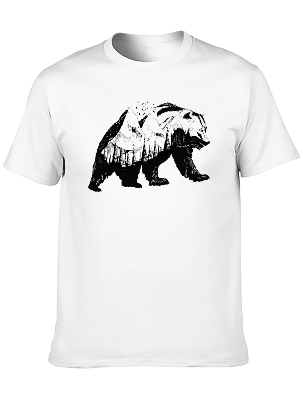 Mens Bear Silhouette Graphic T-Shirt
