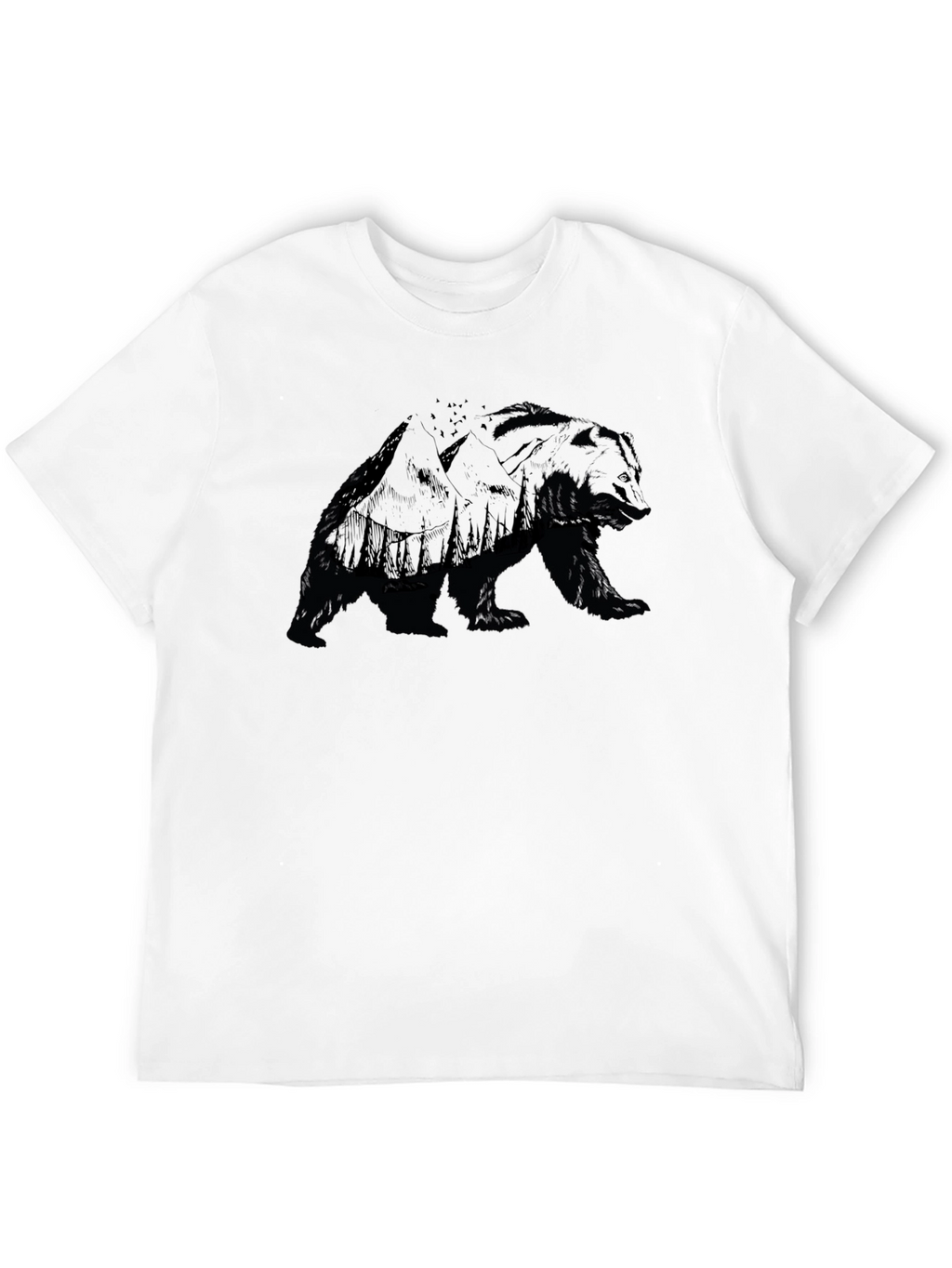 Mens Bear Silhouette Graphic T-Shirt