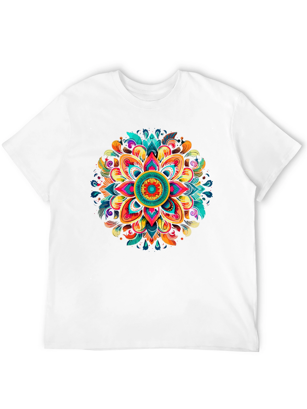 Vibrant Mandala Graphic Black T-Shirt