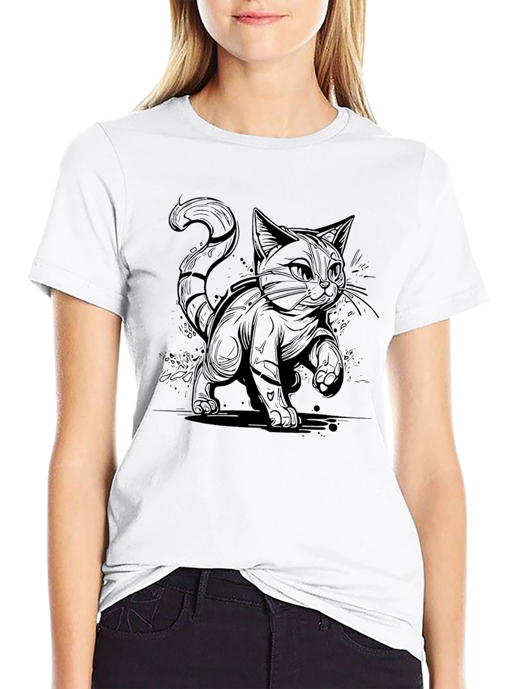 Black Cat Graphic Tee - Cool Cat Lover T-Shirt