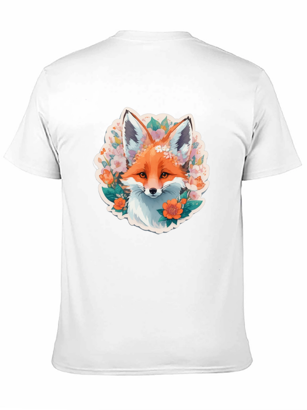 Floral Fox Graphic Tee - Stylish Black T-Shirt