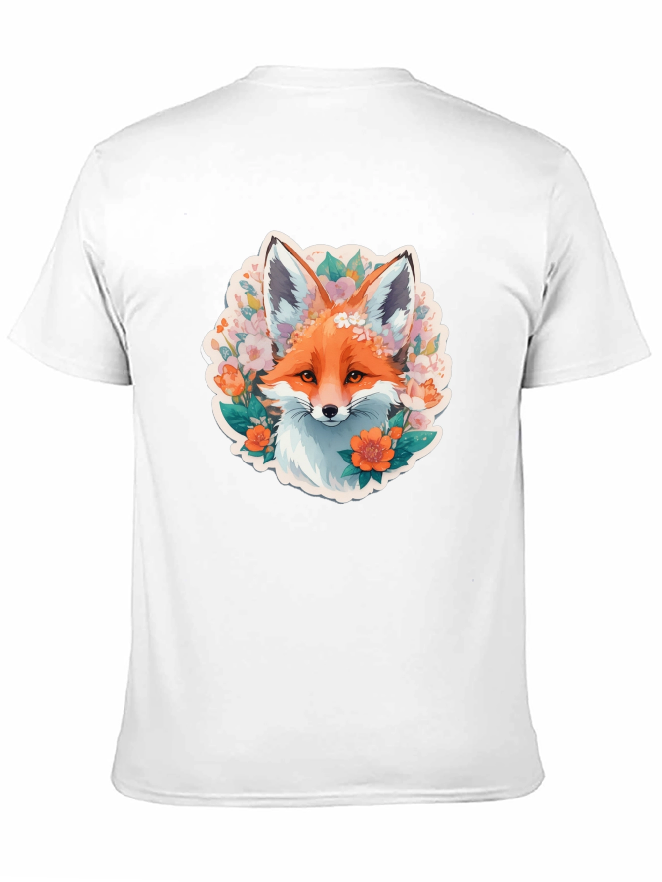 Floral Fox Graphic Tee - Stylish Black T-Shirt