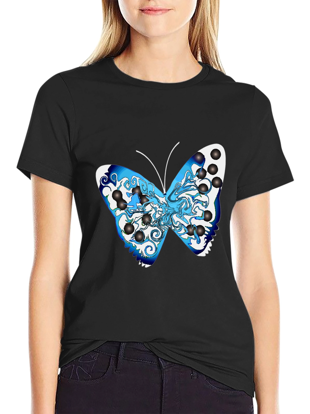 Butterfly Graphic Tee - Mens Black T-Shirt