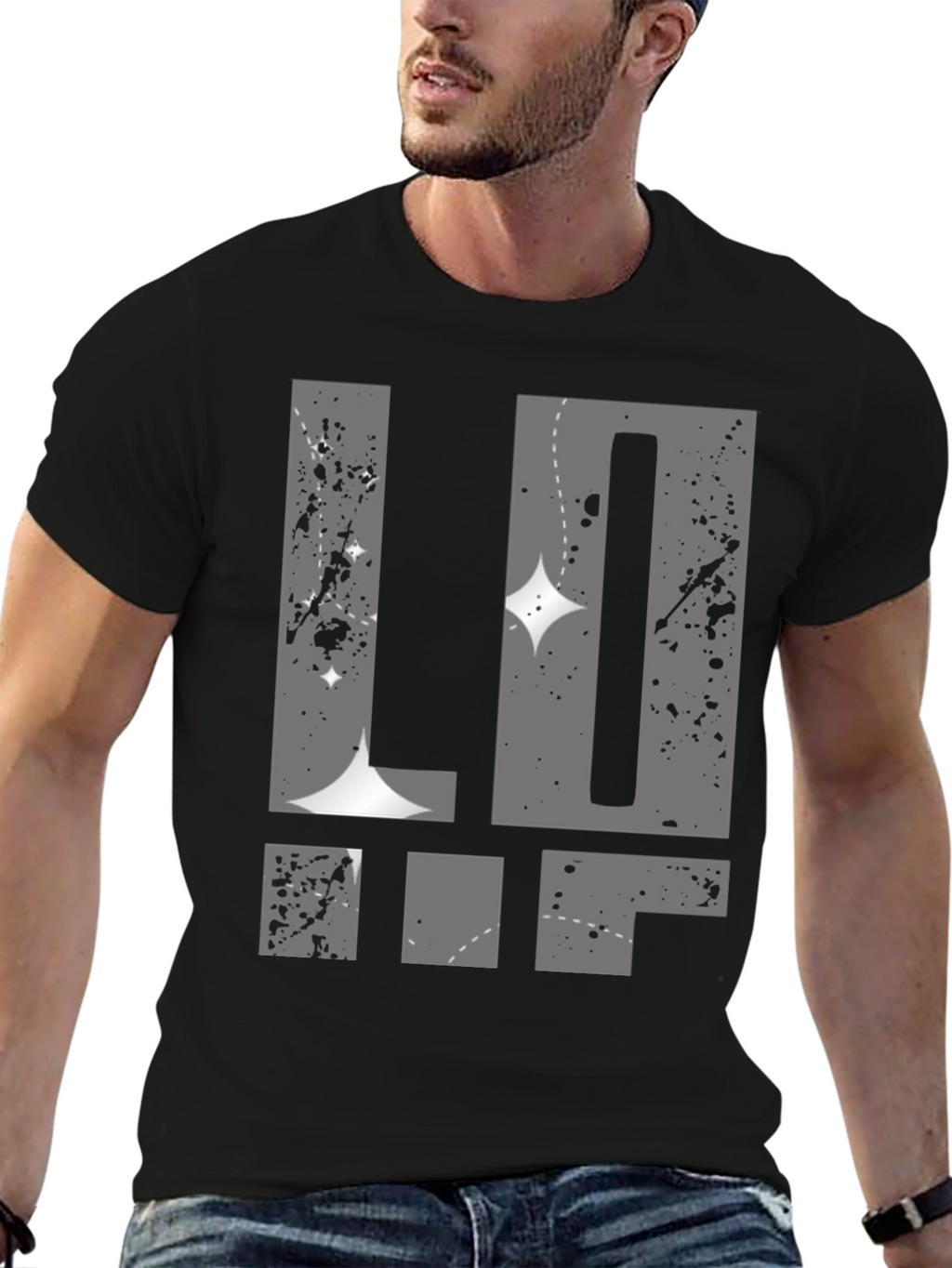 Abstract Graphic Print T-Shirt - Mens Black Tee