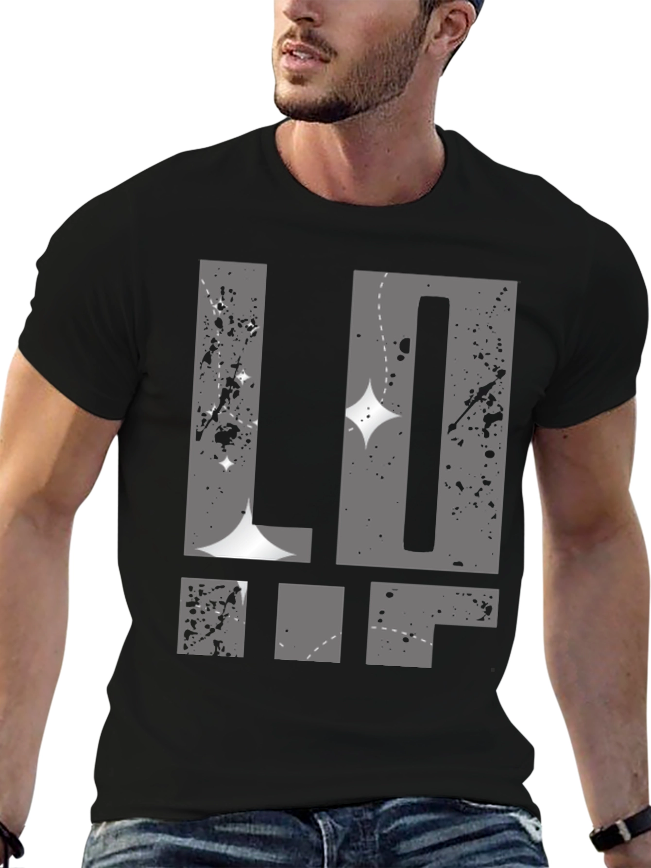 Abstract Graphic Print T-Shirt - Mens Black Tee