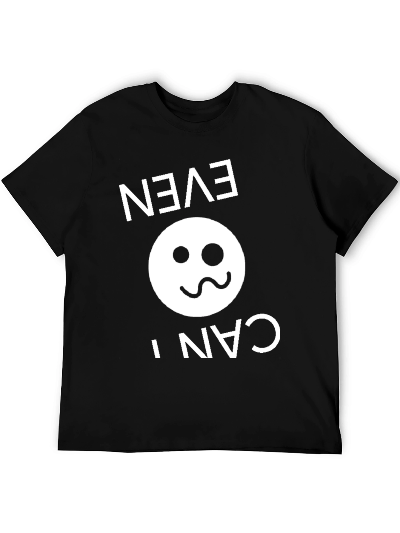 Funny Inverted Even I Can Smiley Face Black T-Shirt