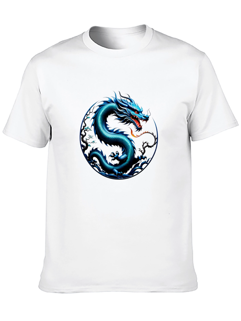 Blue Dragon Graphic Print Black T-Shirt
