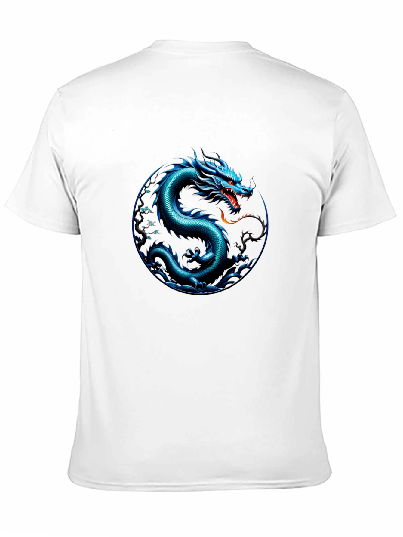Blue Dragon Graphic Print Black T-Shirt