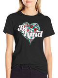 Be Kind Floral Heart Graphic T-Shirt