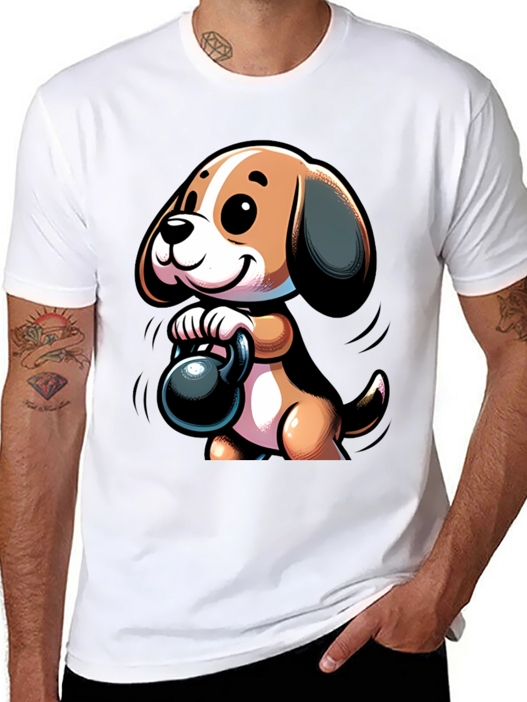 Cute Dog Lifting Weights T-Shirt