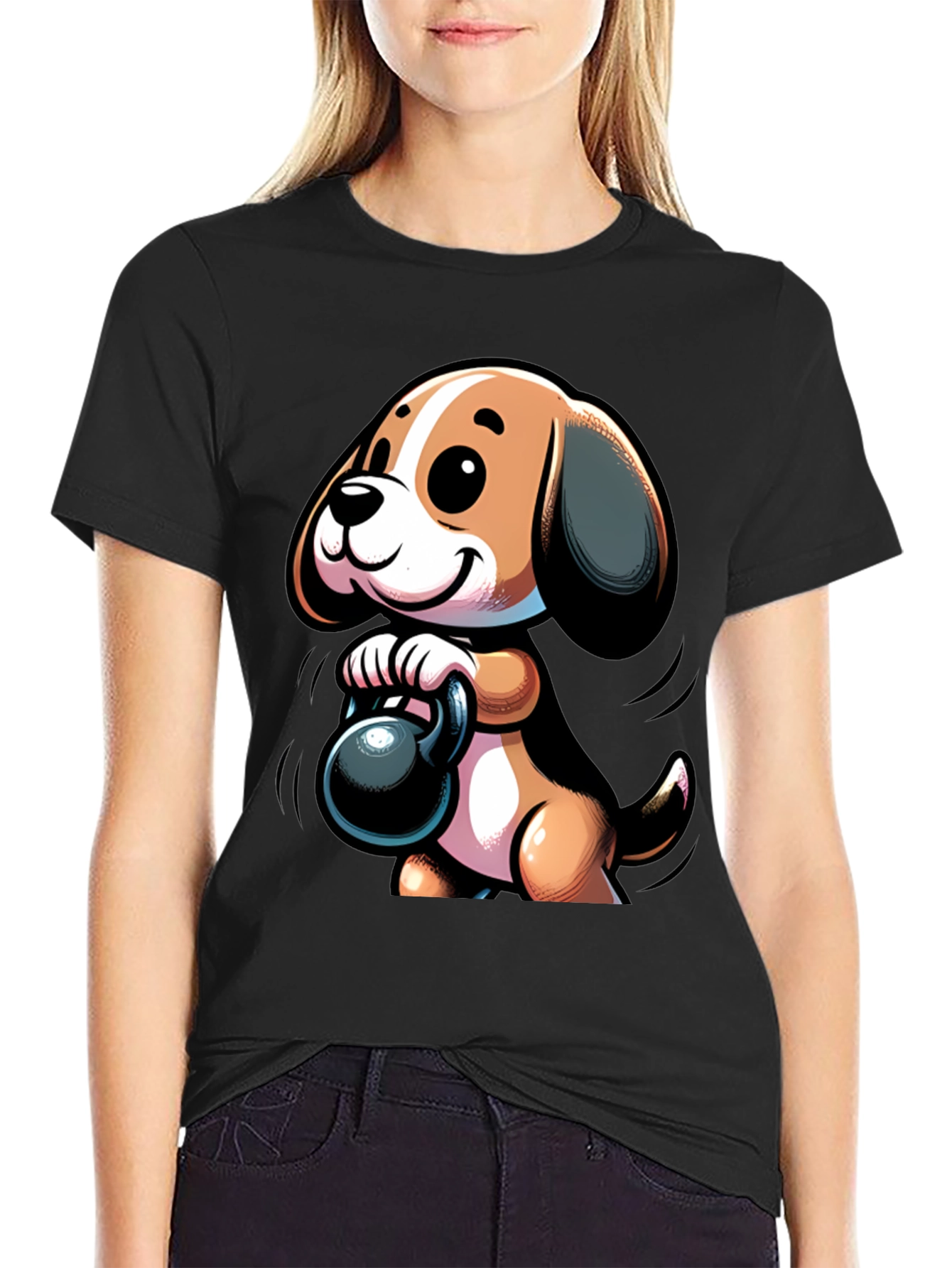 Cute Dog Lifting Weights T-Shirt