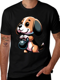 Cute Dog Lifting Weights T-Shirt