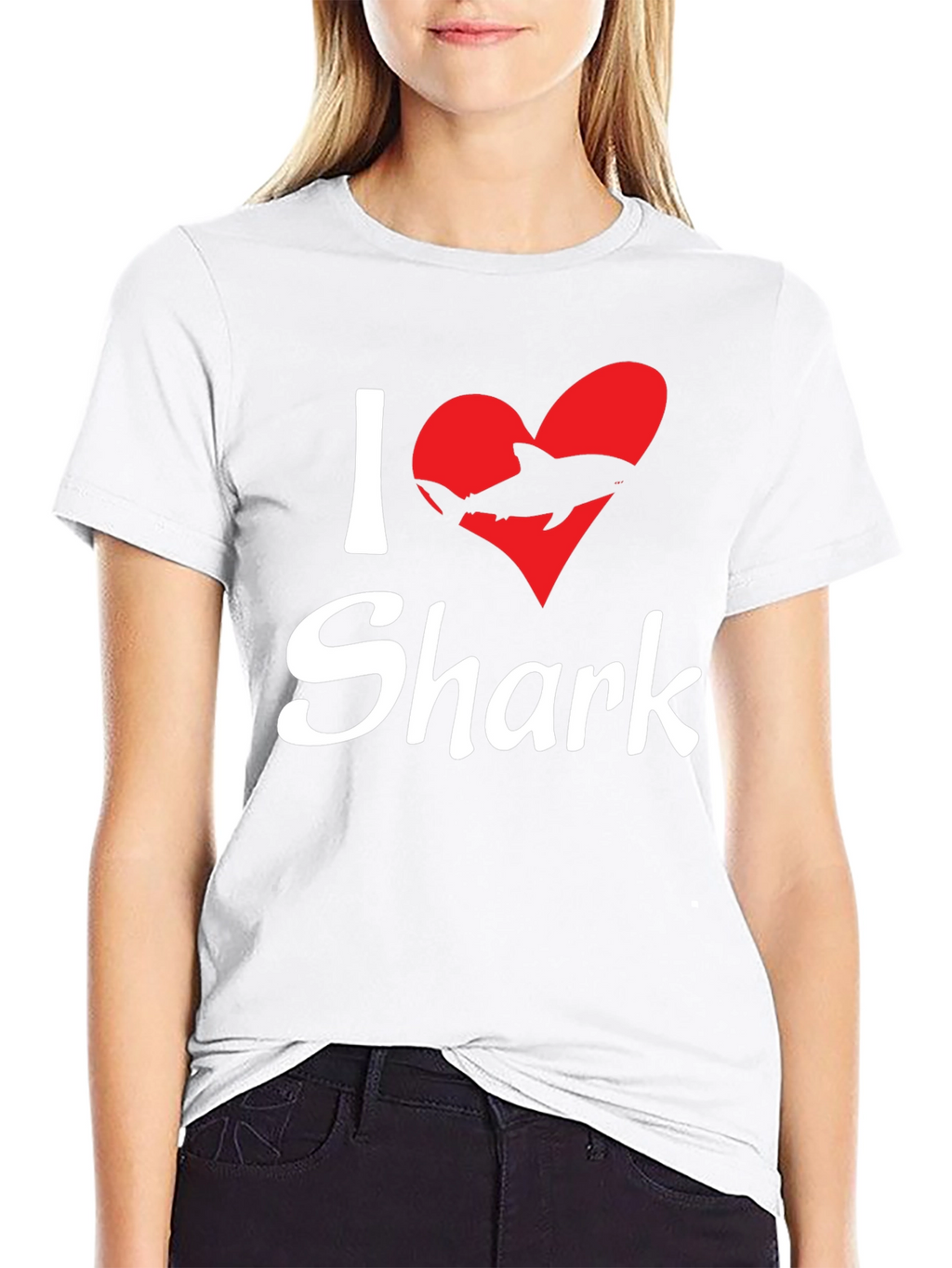 I Love Sharks Black Graphic T-Shirt