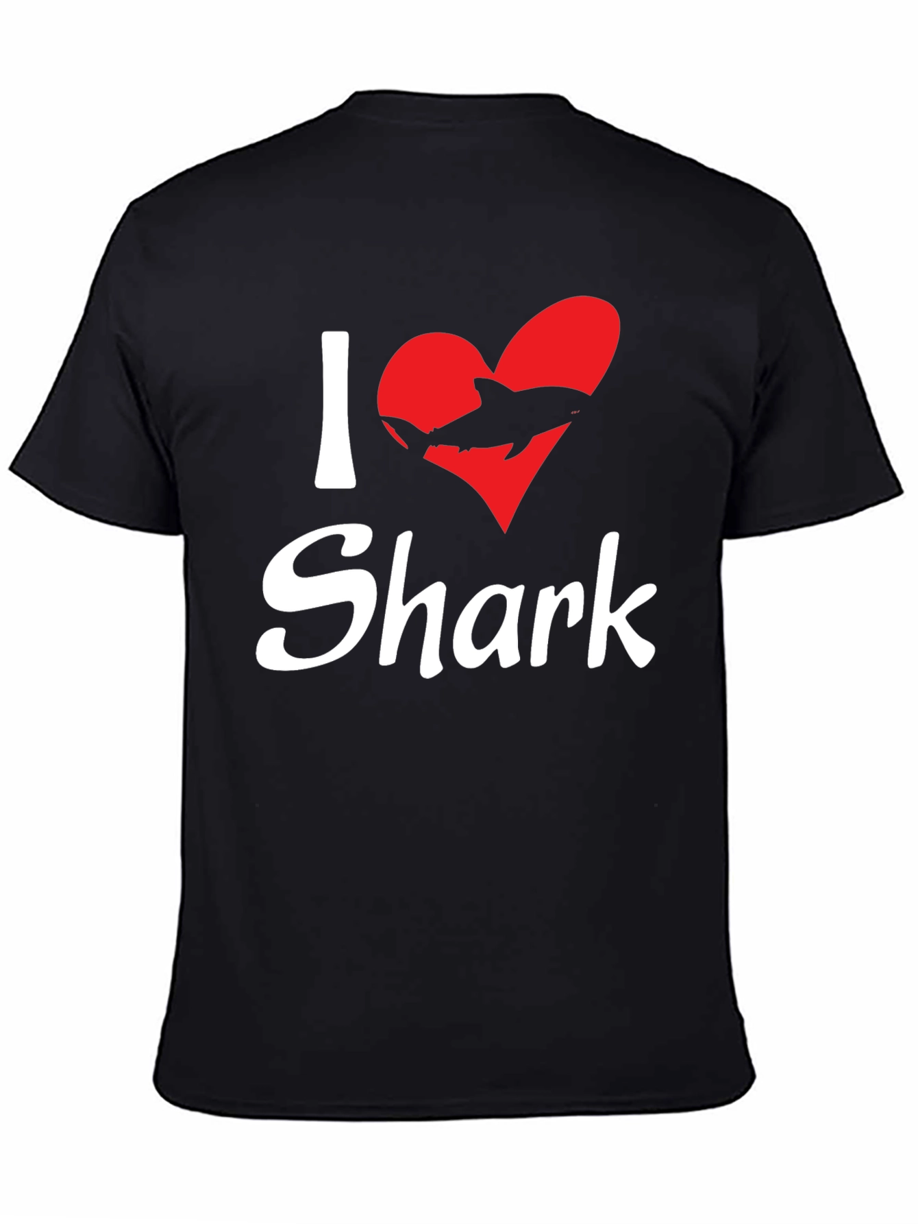 I Love Sharks Black Graphic T-Shirt