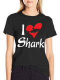 I Love Sharks Black Graphic T-Shirt