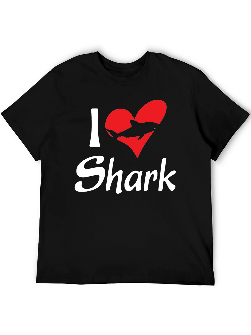 I Love Sharks Black Graphic T-Shirt