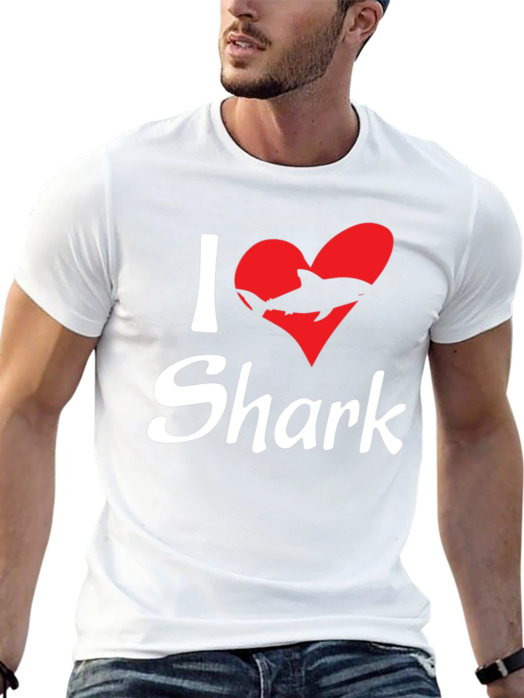 I Love Sharks Black Graphic T-Shirt