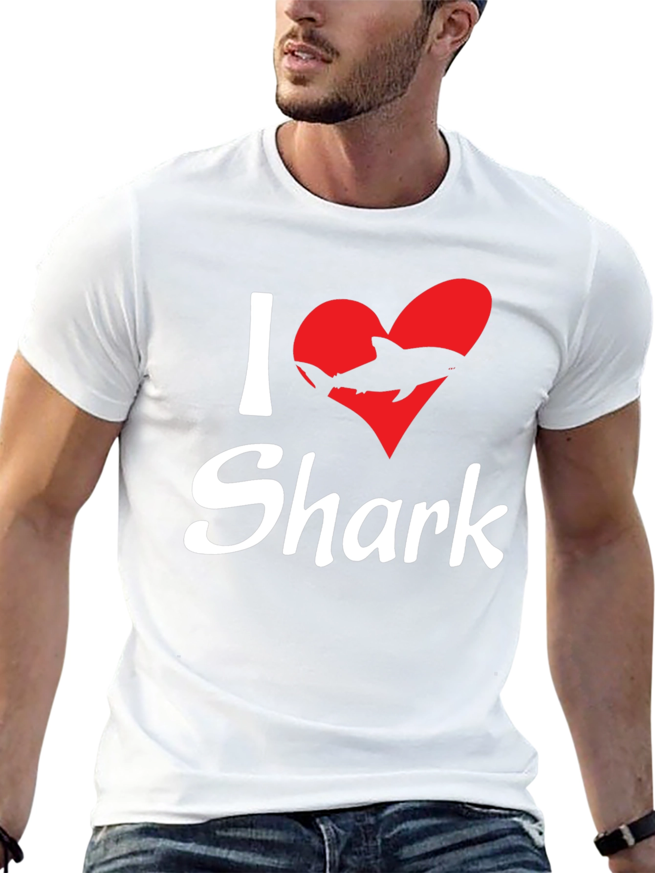 I Love Sharks Black Graphic T-Shirt