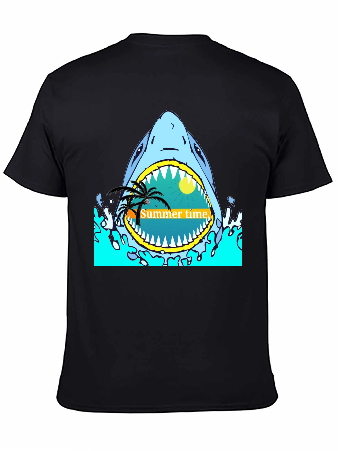 Summer Time Shark Graphic Tee - Black T-Shirt