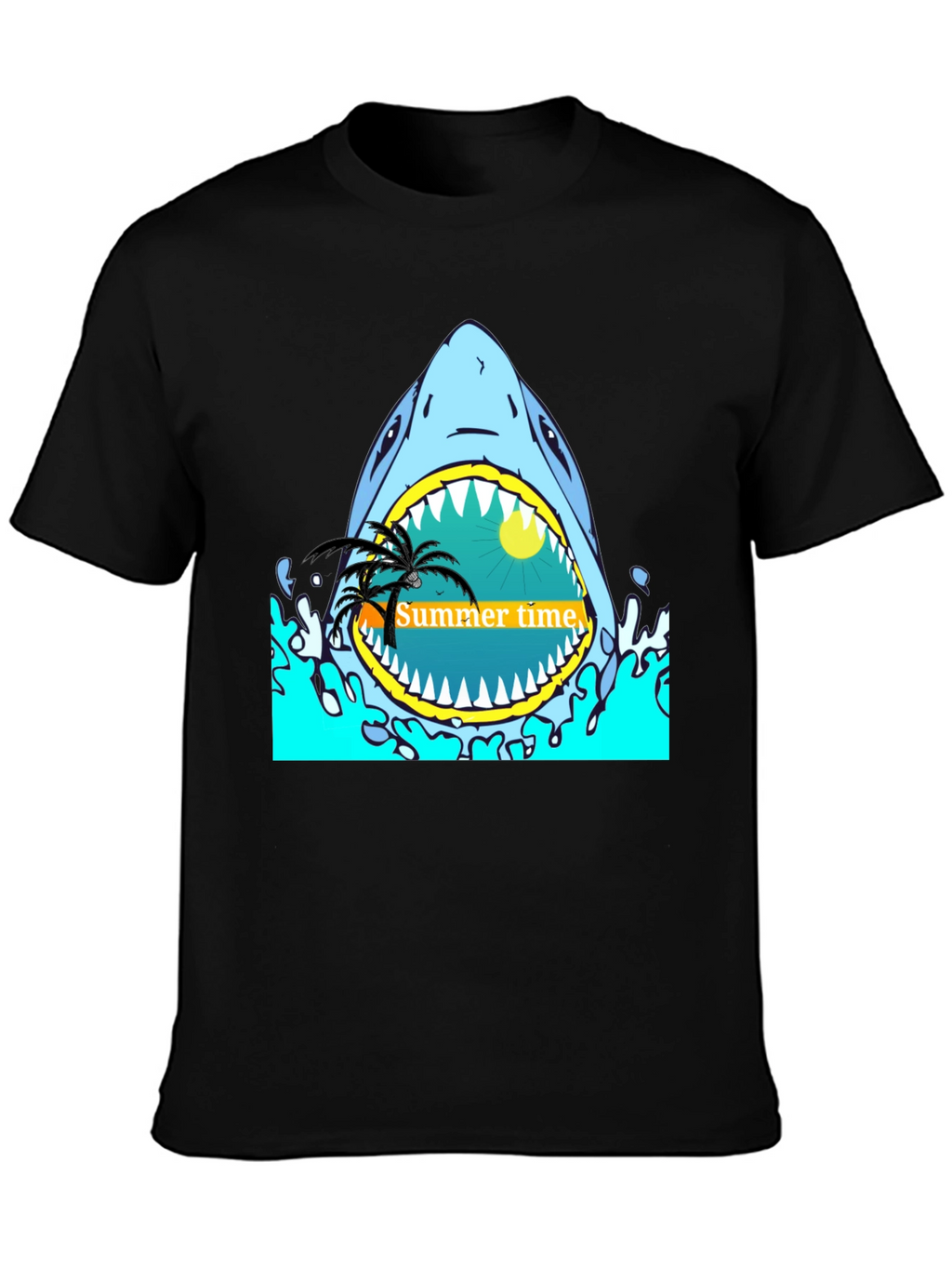 Summer Time Shark Graphic Tee - Black T-Shirt